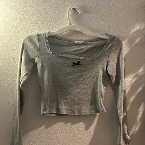 Gray Long Sleeve Top